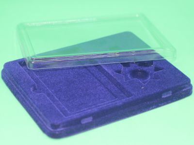 Флокированная упаковка с прозрачной крышкой синяя под медаль с удостоверением
